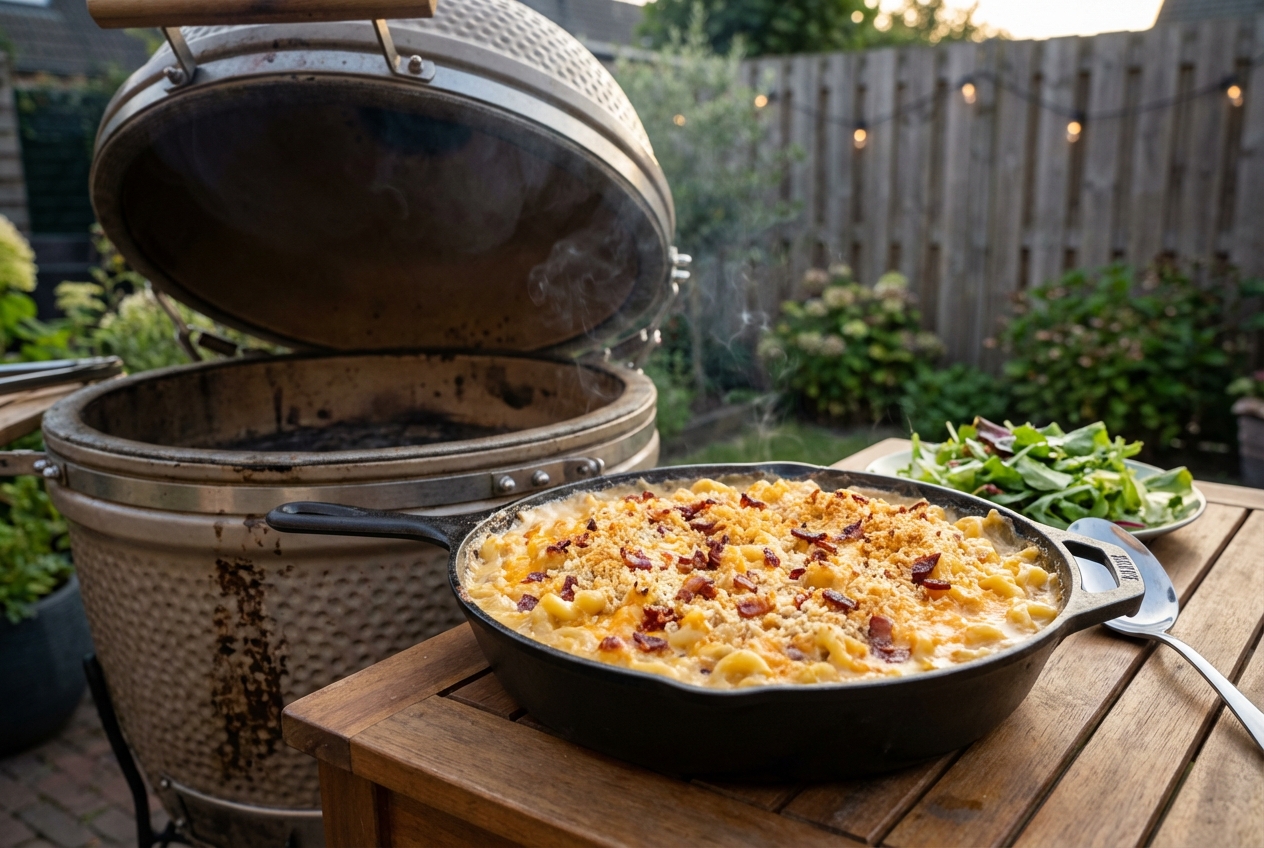 Mac and cheese van de BBQ