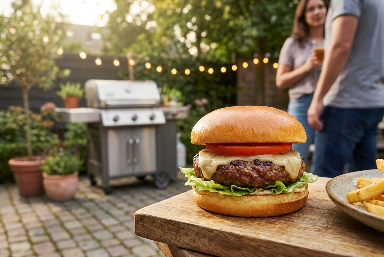 Hamburgers bakken op de BBQ met een sappig resultaat