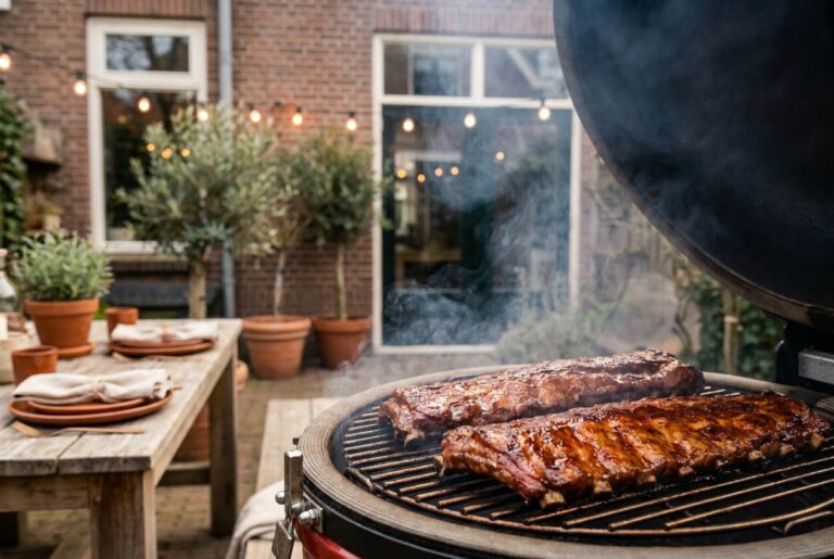 Voorgegaarde spareribs afmaken op de BBQ