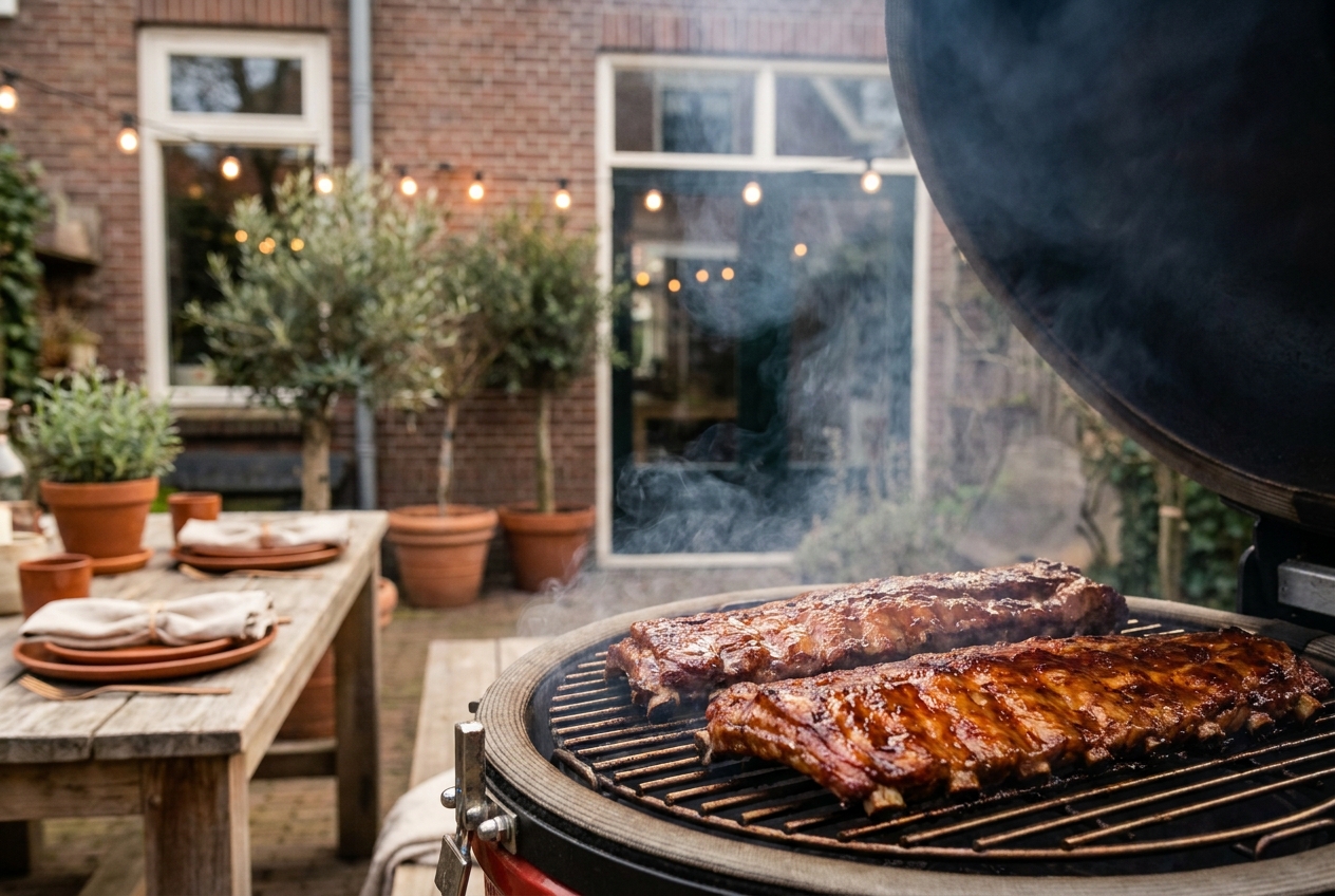 Voorgegaarde spareribs afmaken op de BBQ