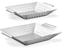 SnelShoppen Set van 2 RVS Grillmanden
