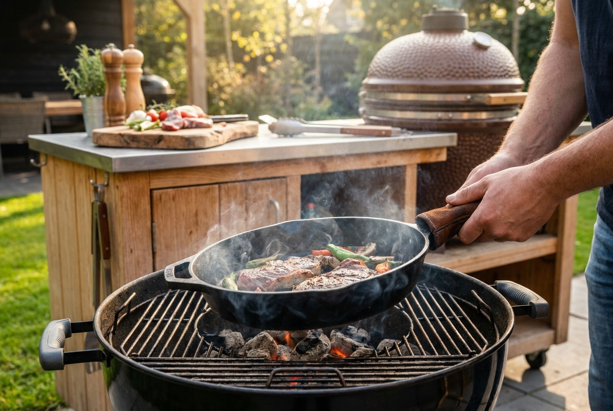 gietijzeren pan voor BBQ